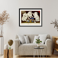Historic Framed Print, My three white kitties: learning their a.b.c.,  17-7/8" x 21-7/8"