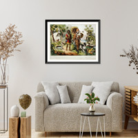Historic Framed Print, Robinson Crusoe and his man Friday,  17-7/8" x 21-7/8"
