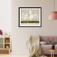 Vintage Nautical Print - Boston - Sloop yacht Volunteer
