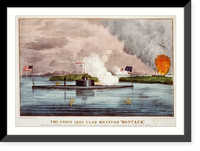 Historic Framed Print, The Union iron clad monitor Montauk": destroying the Rebel steamship "Nashville,  in the Ogeeche River, near Savannah Ga. Feby. 27th. 1863 - 2,  17-7/8" x 21-7/8"