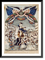Historic Framed Print, Washington's reception by the ladies, on passing the bridge at Trenton, N.J. April,. 1789: on his way to New York to be inaugurated first President of the United States,  17-7/8" x 21-7/8"