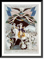 Historic Framed Print, Washington's reception by the ladies, on passing the bridge at Trenton, N.J. April, 1789: on his way to New York to be inaugurated first President of the United States,  17-7/8" x 21-7/8"