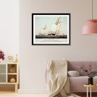 The celebrated Yachts Coronet and Dauntless: Starting March 12th 1887 on their great ocean race from New York to Roche's Point, Ireland, Vintage Wall Art