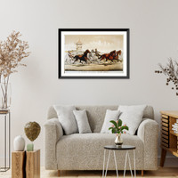 Historic Framed Print, A great double team trot,  17-7/8" x 21-7/8"