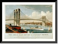 Historic Framed Print, The great East River suspension bridge: connecting the cities of New York and Brooklyn View from Brooklyn, looking west.,  17-7/8" x 21-7/8"