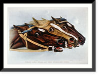Historic Framed Print, Head and head at the winning post,  17-7/8" x 21-7/8"