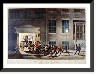 The life of a fireman: the night alarm. start her lively boys."", Vintage Wall Art