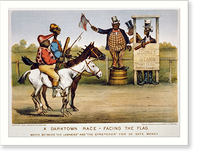 Historic Framed Print, A darktown race. facing the flag. match between his lowness" and "The stretcher" for de gate money" - 2,  17-7/8" x 21-7/8"
