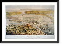 Port of New York: birds eye view from the battery looking South Classic, Vintage Poster