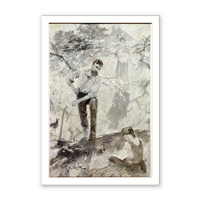 Historic Framed Print, [Woodcutter and family pausing to listen to seated girl reading about Washington].A. Castaigne. - 2,  17-7/8" x 21-7/8"