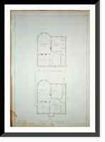 Houses and a church (Buildings Erected or Proposed to be Built in Virginia"). Plan of the chamber and ground stories" - 2, Vintage Poster