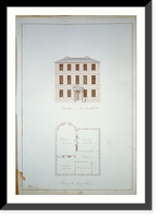 Houses and a church (Buildings Erected or Proposed to be Built in Virginia"). Main Street elevation, 2nd floor plan" - 2, Vintage Poster