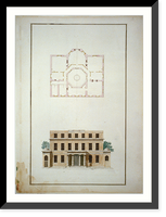 Houses and a church (Buildings Erected or Proposed to be Built in Virginia"). South front elevation and attic plan" - 2 Classic, Vintage Wall Art