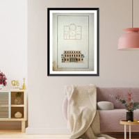 Houses and a church (Buildings Erected or Proposed to be Built in Virginia"). South front elevation and attic plan" - 2 Classic, Vintage Wall Art