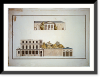 Houses and a church (Buildings Erected or Proposed to be Built in Virginia"). East flank and stable elevations" - 2 Classic, Antique Wall Art
