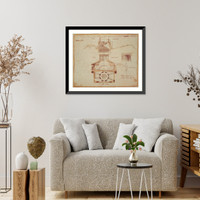 Historic Framed Print, [United States Capitol, Washington, D.C. North Wing roof - plan, elevation & section] - 2,  17-7/8" x 21-7/8"