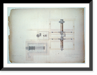 Steam engine, Washington Navy Yard, Washington, D.C. Plan with boiler, cistern, and fly wheel - 2, Vintage Print