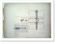 Steam engine, Washington Navy Yard, Washington, D.C. Plan with boiler, cistern, and fly wheel - 2, Vintage Print