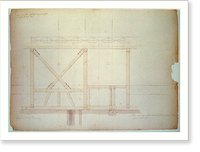 Steam engine, Washington Navy Yard, Washington, D.C. Side elevations - timber for the engine - 2, Vintage Print