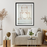 Historic Framed Print, [Monuments, Washington, D.C. Sketch - section of circular structure] - 2,  17-7/8" x 21-7/8"