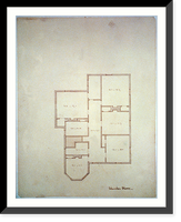 Historic Framed Print, [House with an L-shaped piazza. Chamber floor plan] - 4,  17-7/8" x 21-7/8"