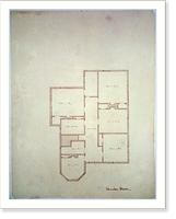 Historic Framed Print, [House with an L-shaped piazza. Chamber floor plan] - 4,  17-7/8" x 21-7/8"