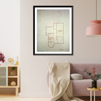 Historic Framed Print, [House with an L-shaped piazza. Chamber floor plan] - 4,  17-7/8" x 21-7/8"