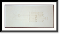 Historic Framed Print, Architectural drawing for a two-story house with round bay and one-story wing. Second story plan,  17-7/8" x 21-7/8"