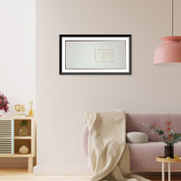 Historic Framed Print, Architectural drawing for a two-story house with round bay and one-story wing. Second story plan,  17-7/8" x 21-7/8"