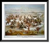 Historic Framed Print, Custer's last charge - 2,  17-7/8" x 21-7/8"