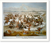 Historic Framed Print, Custer's last charge - 2,  17-7/8" x 21-7/8"