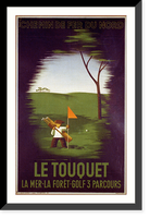 Historic Framed Print, Le Touquet: la mer - la for?&#x0301;et, golf 3 parcours,  17-7/8" x 21-7/8"