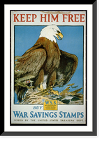 Historic Framed Print, Keep him free. Buy War Savings Stamps issued by the United States Treasury Dept..Charles Livingston Bull ; Ketterlinus, Phila. - 2,  17-7/8" x 21-7/8"