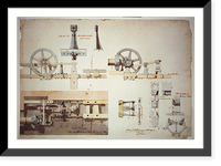 Steam engine, Washington Navy Yard, Washington, D.C. Plan of the forge tilt-hammer - 4, Antique Print