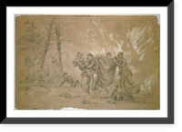 Historic Framed Print, Wounded escaping from the burning woods of the Wilderness - 2,  17-7/8" x 21-7/8"