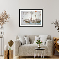 Steamboat, possibly U.S.S. Susquehanna, shown during Commodore Oliver Hazard Perry's first landing at Kurihama, Japan, July 8, 1853, Vintage Wall Art