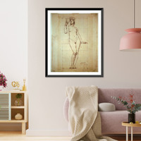 Nude study for figure of Architecture, Library of Congress1. - 2, Antique Print