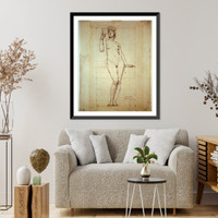 Nude study for figure of Architecture, Library of Congress1. - 2, Antique Print