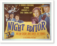 Night editor : A double-crossing blonde crosses a two-timing cop, Vintage Poster