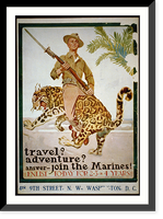 Travel? Adventure? Answer - Join the Marines! Enlist to-day for 2-3 or 4 years.James Montgomery Flagg. - 2, Vintage Wall Art