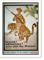 Travel? Adventure? Answer - Join the Marines! Enlist to-day for 2-3 or 4 years.James Montgomery Flagg. - 2, Vintage Wall Art