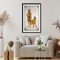 Historic Framed Print, A cheife Herowans wyfe of Pomeoc and her daughter of the age of 8 or 10 yeares - 2,  17-7/8" x 21-7/8"