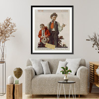 Historic Framed Print, [Pipe-smoking man chastising young boy caught smoking corn-cob pipe],  17-7/8" x 21-7/8"