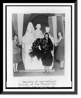 Members of the National Council of the Womans Party honor the birthday of Susan B. Anthony by placing a wreath on the statue in the U.S. Capitol, Antique Print