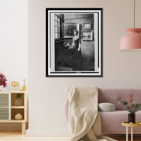 Mrs. Woodrow Wilson (Ellen Louise Axson), full-length portrait, standing by window in room with paintings, facing left, Vintage Wall Art