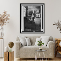Mrs. Woodrow Wilson (Ellen Louise Axson), full-length portrait, standing by window in room with paintings, facing left, Vintage Wall Art