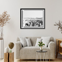 Crowd in ocean with pier in background, Atlantic City, New Jersey Classic, Antique Wall Art