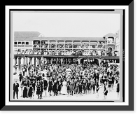Crowd posed on and in front of the Steel Pier, Atlantic City, New Jersey, Vintage Wall Art