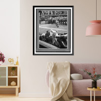 Historic Framed Print, [Hermann G&ouml;ring and bride getting out of wedding car on arrival at cathedral, Berlin, military troops at attention in background],  17-7/8" x 21-7/8"