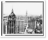 Historic Framed Print, Singer and Woolworth Bldgs. from 120 B'way,  17-7/8" x 21-7/8"